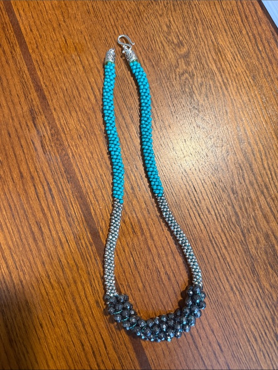 Jewelry - Kumihimo Hematite and glass beaded necklace 18-20 inches.